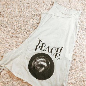 Luukaa Cream Asymmetric "Teach Peace" Dress